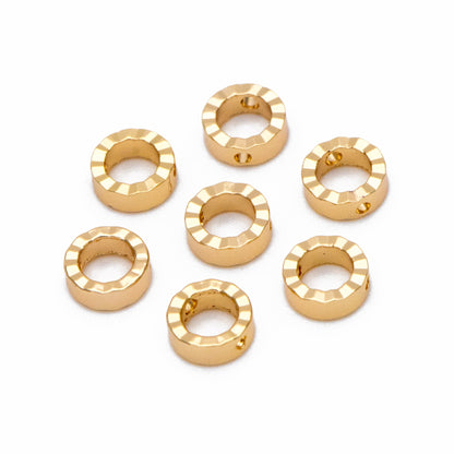 20pcs Gold plated Brass Ring Charms 6mm, Geometric Round Hoop with 2 Holes, Circle Connector Pendants (GB-816-1)