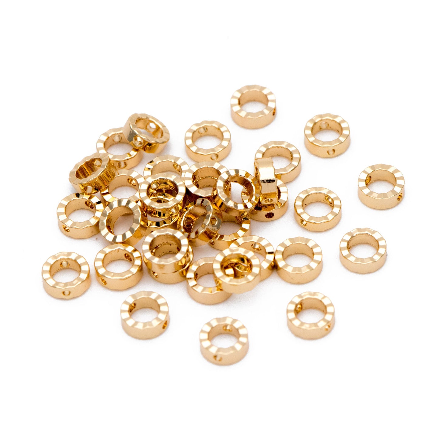 20pcs Gold plated Brass Ring Charms 6mm, Geometric Round Hoop with 2 Holes, Circle Connector Pendants (GB-816-1)