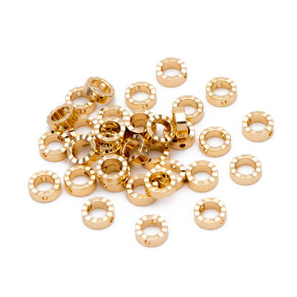 20pcs Gold plated Brass Ring Charms 6mm, Geometric Round Hoop with 2 Holes, Circle Connector Pendants (GB-816-1)