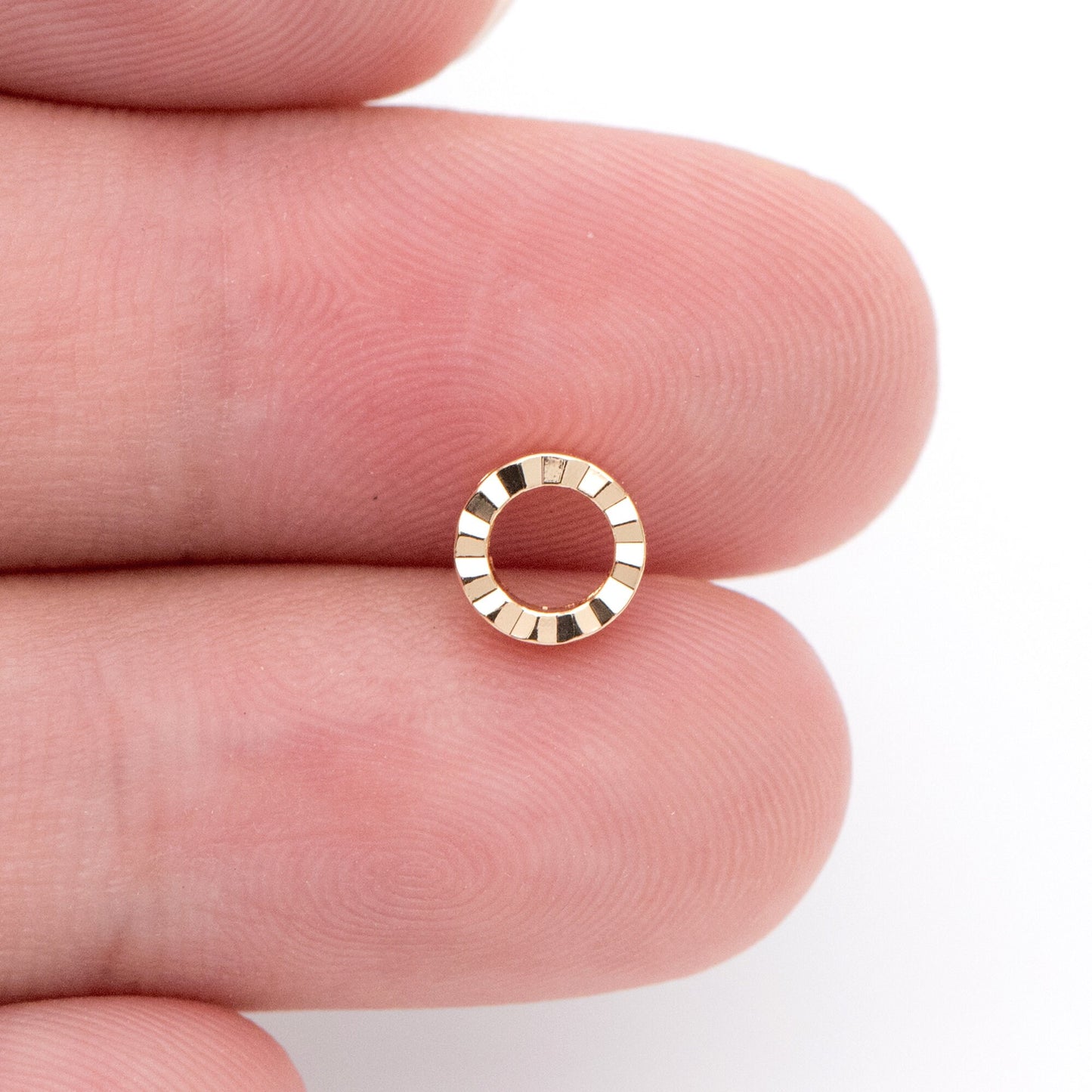 20pcs Gold plated Brass Ring Charms 6mm, Geometric Round Hoop with 2 Holes, Circle Connector Pendants (GB-816-1)