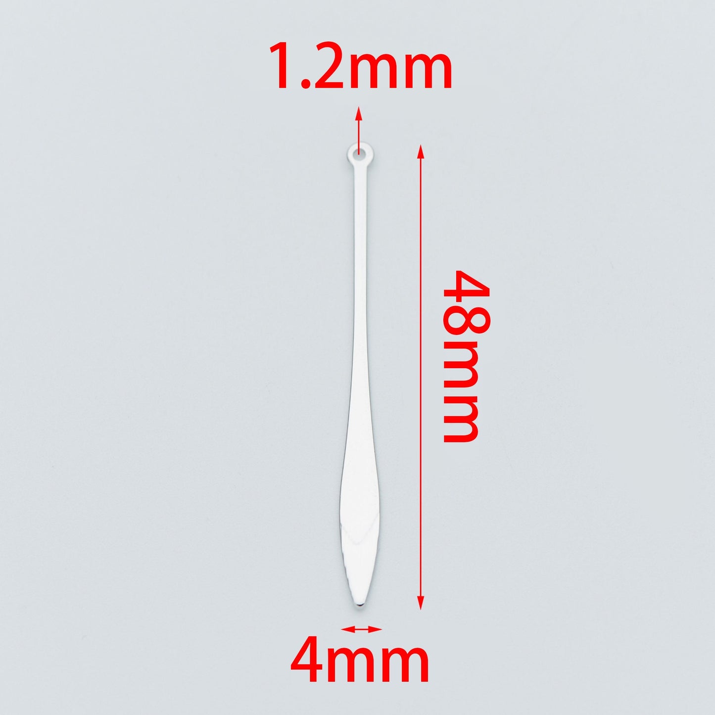 10pcs Silver tone Long Bar Charms 48mm, Rhodium plated Brass Stick Pendants (GB-633)