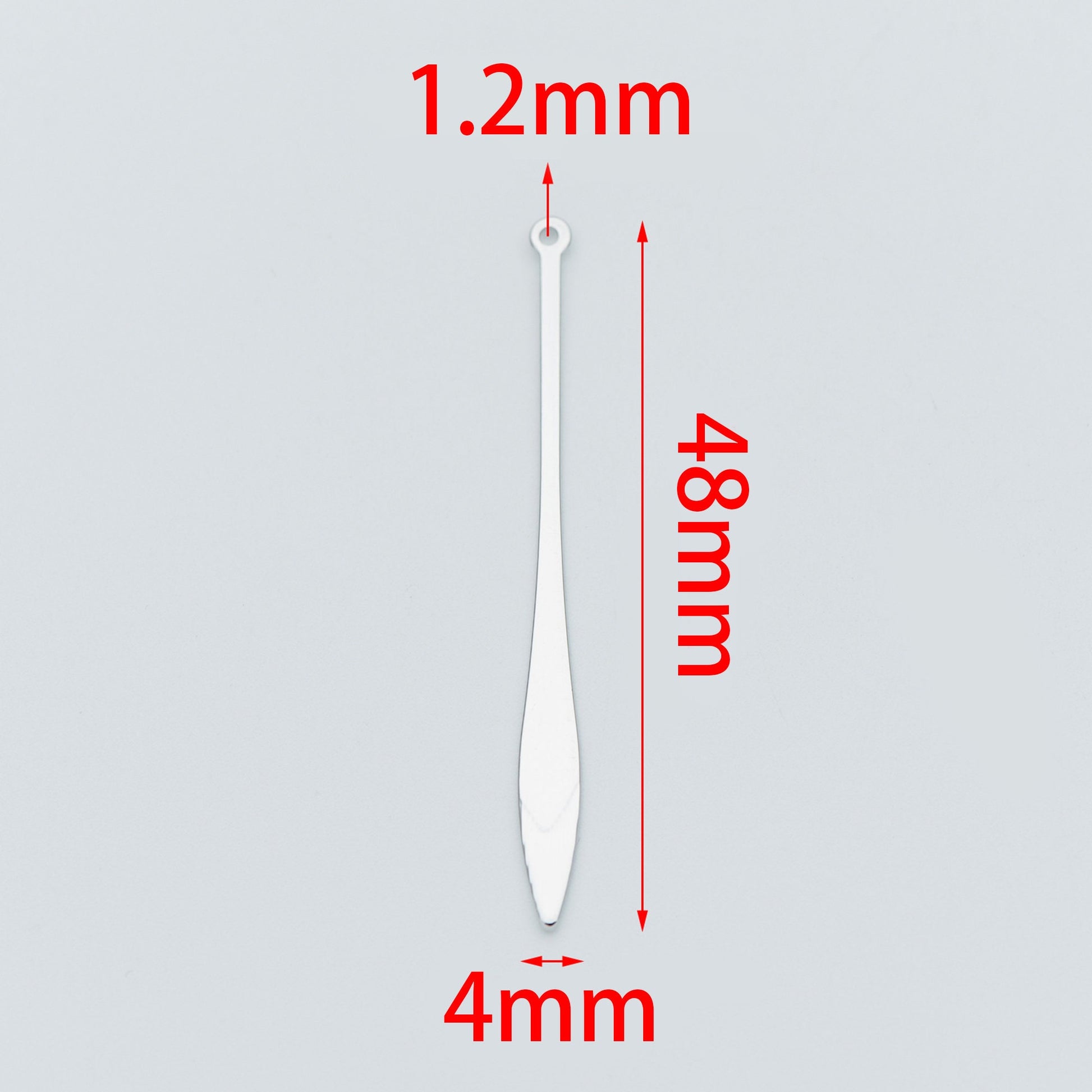 10pcs Silver tone Long Bar Charms 48mm, Rhodium plated Brass Stick Pendants (GB-633)