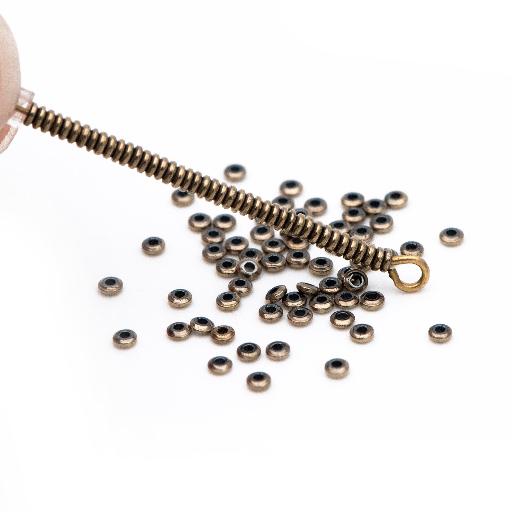 Hematite Seed Beads, Delicate Rondelle Spacer Beads, Metal Color Copper (#V6093-3)