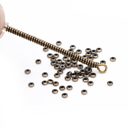 Hematite Seed Beads, Delicate Rondelle Spacer Beads, Metal Color Copper (#V6093-3)