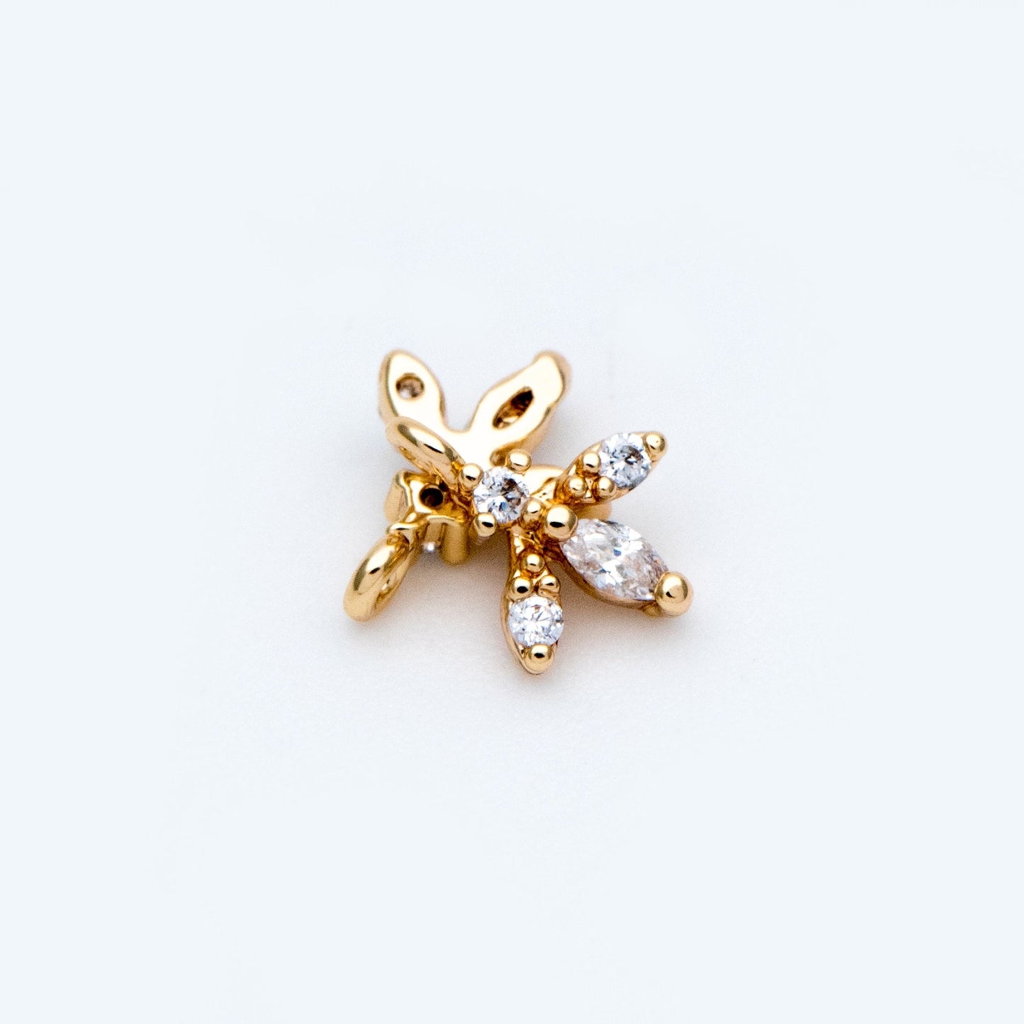 10pcs CZ Pave Gold Leaf Charms 8x6mm, Mini Flower Pendants (GB-1762-C)
