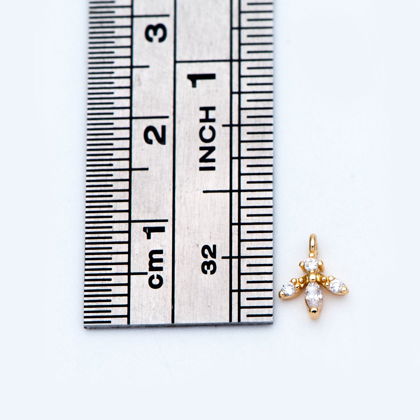 10pcs CZ Pave Gold Leaf Charms 8x6mm, Mini Flower Pendants (GB-1762-C)