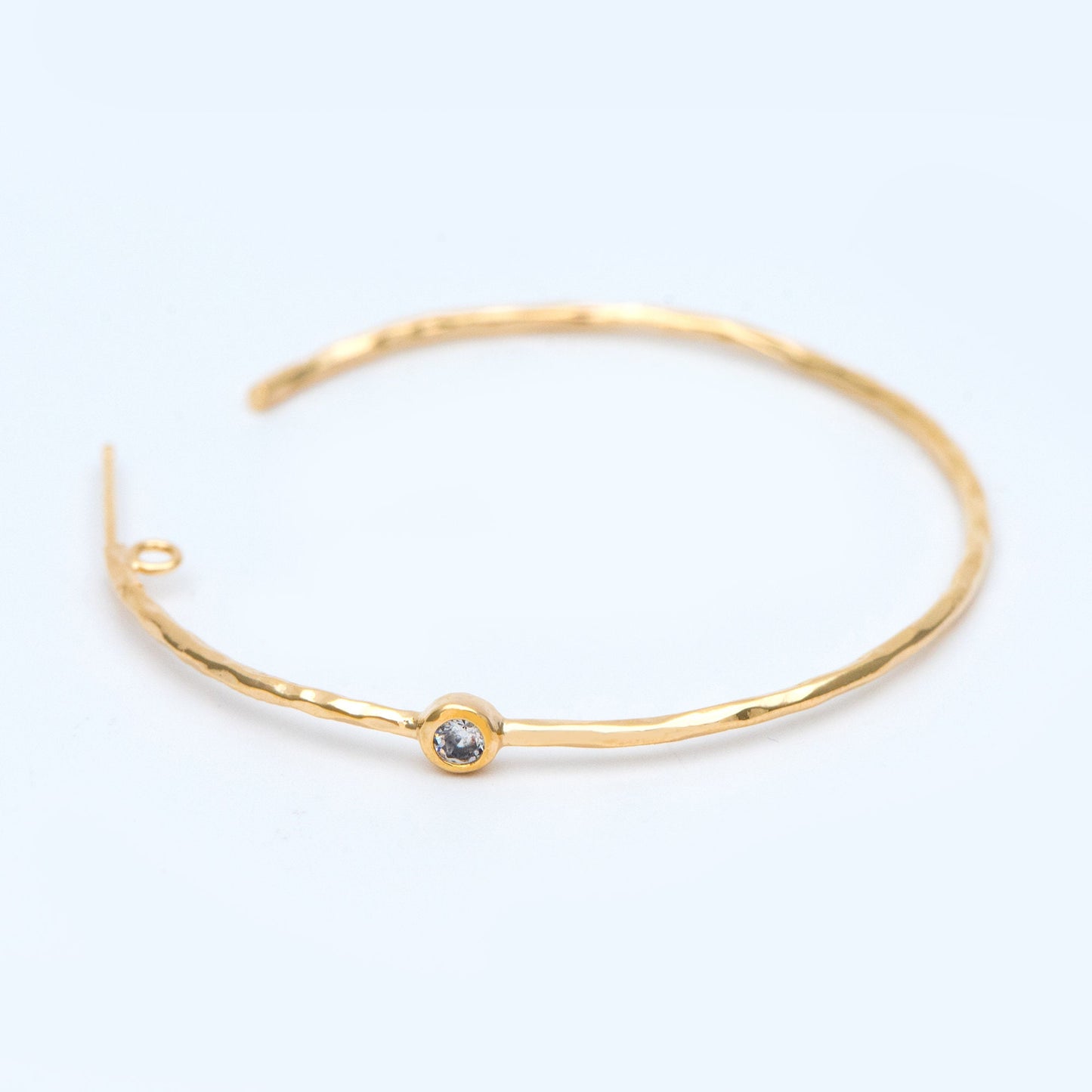 4pcs CZ pave Gold Earring Posts, Geometric Round Ring Stud Earring, Circle Hoop Size 50mm (GB-829)