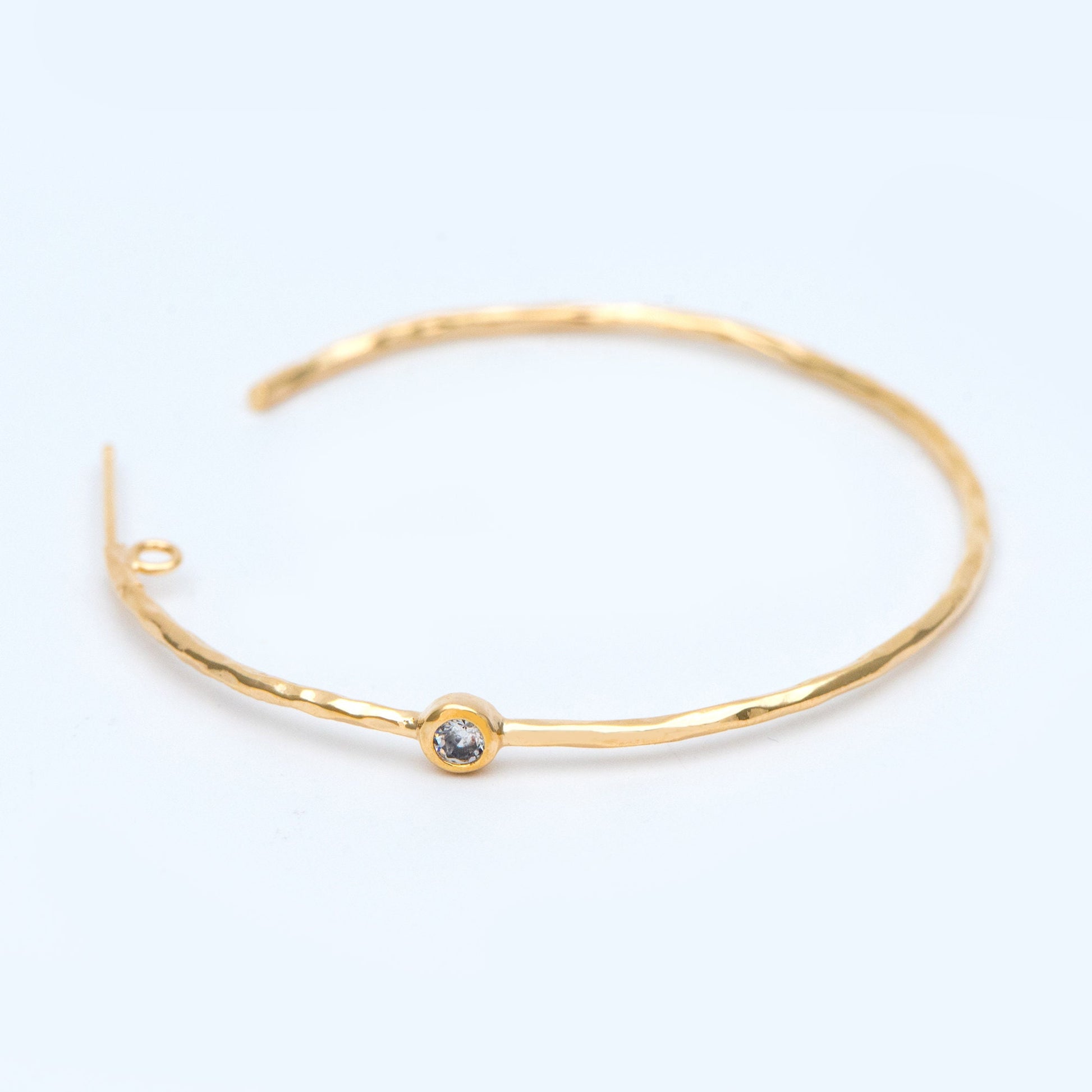 4pcs CZ pave Gold Earring Posts, Geometric Round Ring Stud Earring, Circle Hoop Size 50mm (GB-829)