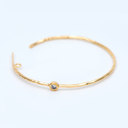 4pcs CZ pave Gold Earring Posts, Geometric Round Ring Stud Earring, Circle Hoop Size 50mm (GB-829)