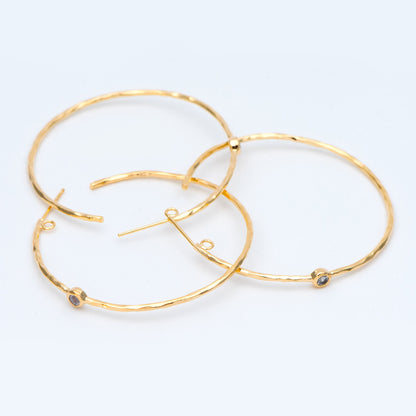 4pcs CZ pave Gold Earring Posts, Geometric Round Ring Stud Earring, Circle Hoop Size 50mm (GB-829)