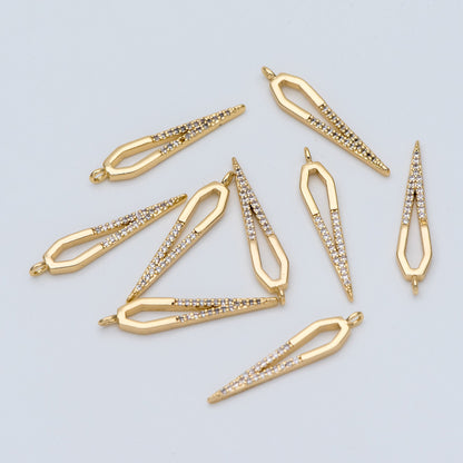 4pcs CZ Pave Bar Charm,Drop Charm, Arrowhead Charm, 27mm (GB-739)