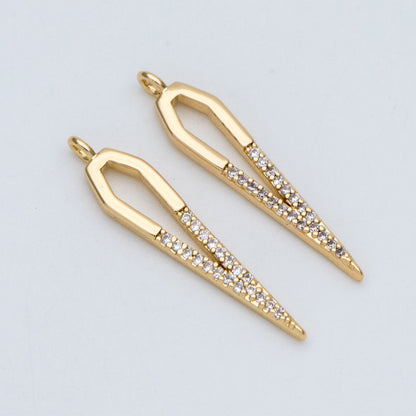 4pcs CZ Pave Bar Charm,Drop Charm, Arrowhead Charm, 27mm (GB-739)
