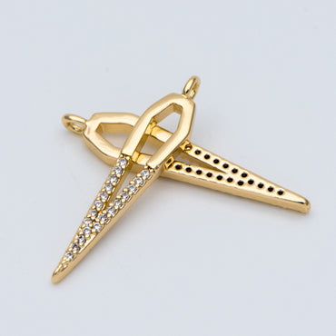 4pcs CZ Pave Bar Charm,Drop Charm, Arrowhead Charm, 27mm (GB-739)