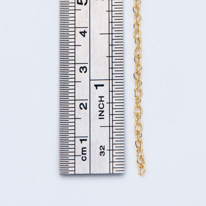 Gold plated Brass Heart Chains 2.2mm, DIY Necklace Chain Findings Wholesale (#LK-278)/ 1 Meter=3.3 ft