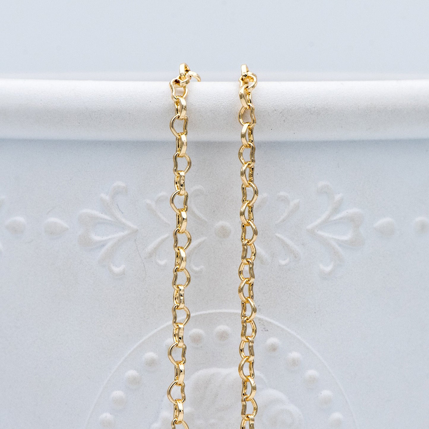 Gold plated Brass Heart Chains 2.2mm, DIY Necklace Chain Findings Wholesale (#LK-278)/ 1 Meter=3.3 ft