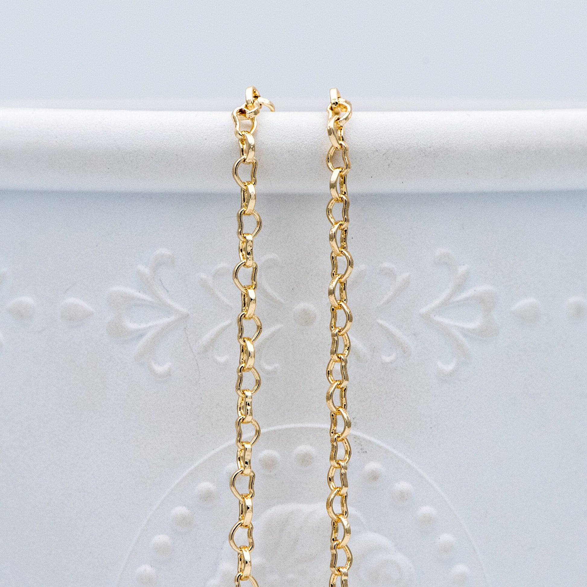 Gold plated Brass Heart Chains 2.2mm, DIY Necklace Chain Findings Wholesale (#LK-278)/ 1 Meter=3.3 ft