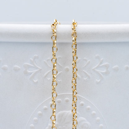 Gold plated Brass Heart Chains 2.2mm, DIY Necklace Chain Findings Wholesale (#LK-278)/ 1 Meter=3.3 ft