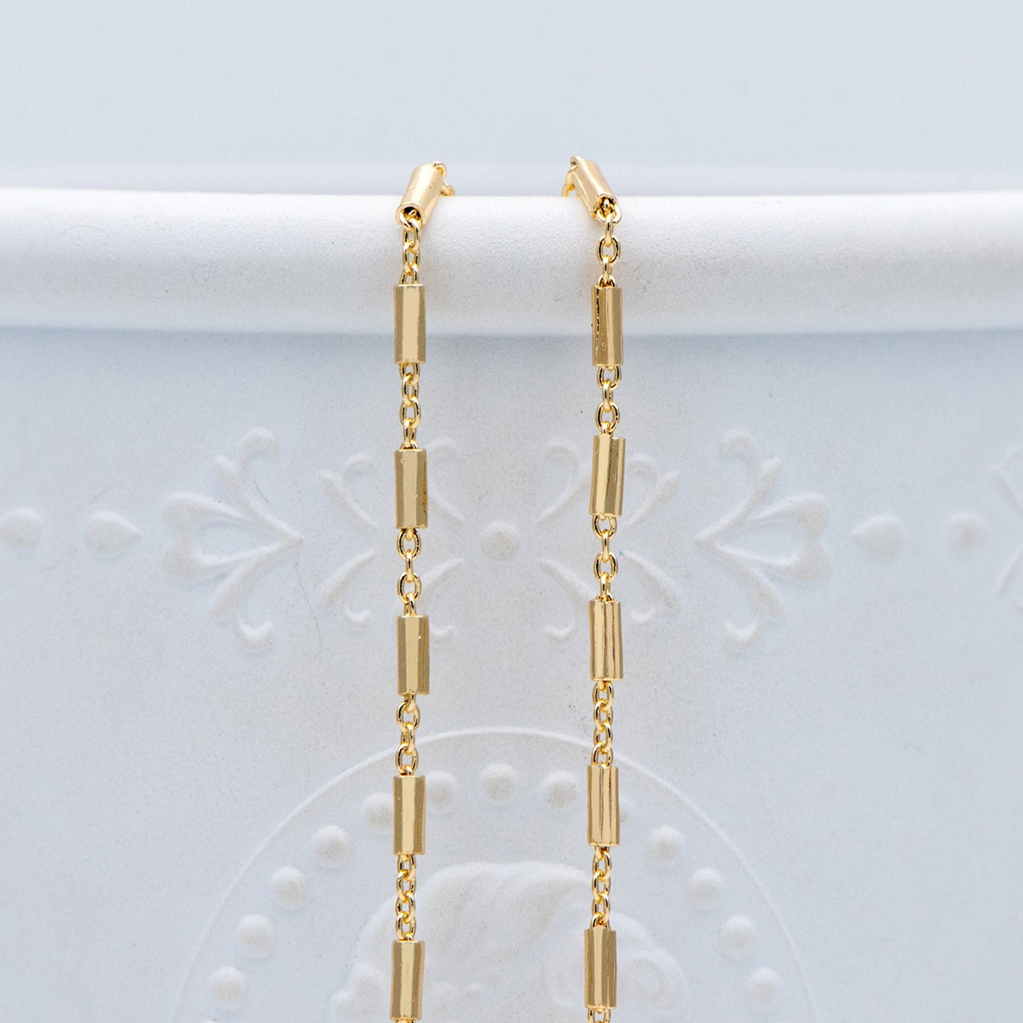 Gold plated Brass Tube Chains 2mm, DIY Bar Chain Wholesale, Stick Link Chain Findings (#LK-280)/ 1 Meter=3.3 ft