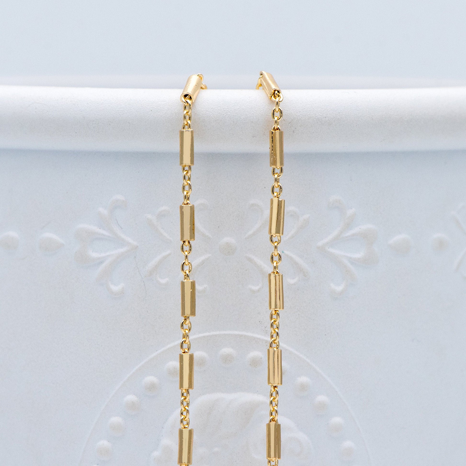 Gold plated Brass Tube Chains 2mm, DIY Bar Chain Wholesale, Stick Link Chain Findings (#LK-280)/ 1 Meter=3.3 ft