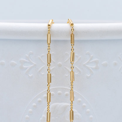 Gold plated Brass Tube Chains 2mm, DIY Bar Chain Wholesale, Stick Link Chain Findings (#LK-280)/ 1 Meter=3.3 ft