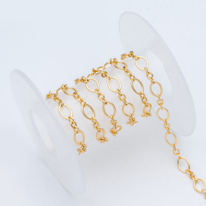 Gold plated Brass Oval Link Chains, DIY Necklace Chain Findings Wholesale (#LK-286)/ 1 Meter=3.3 ft