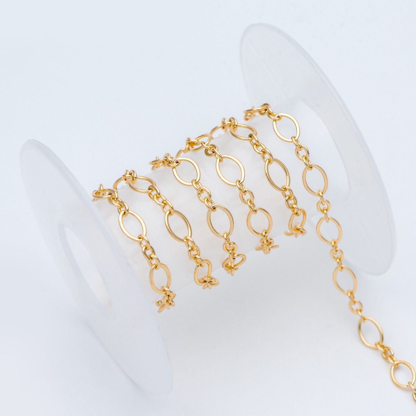 Gold plated Brass Oval Link Chains, DIY Necklace Chain Findings Wholesale (#LK-286)/ 1 Meter=3.3 ft