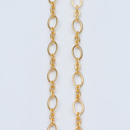 Gold plated Brass Oval Link Chains, DIY Necklace Chain Findings Wholesale (#LK-286)/ 1 Meter=3.3 ft