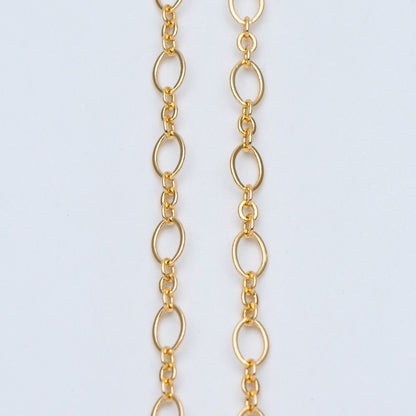 Gold plated Brass Oval Link Chains, DIY Necklace Chain Findings Wholesale (#LK-286)/ 1 Meter=3.3 ft