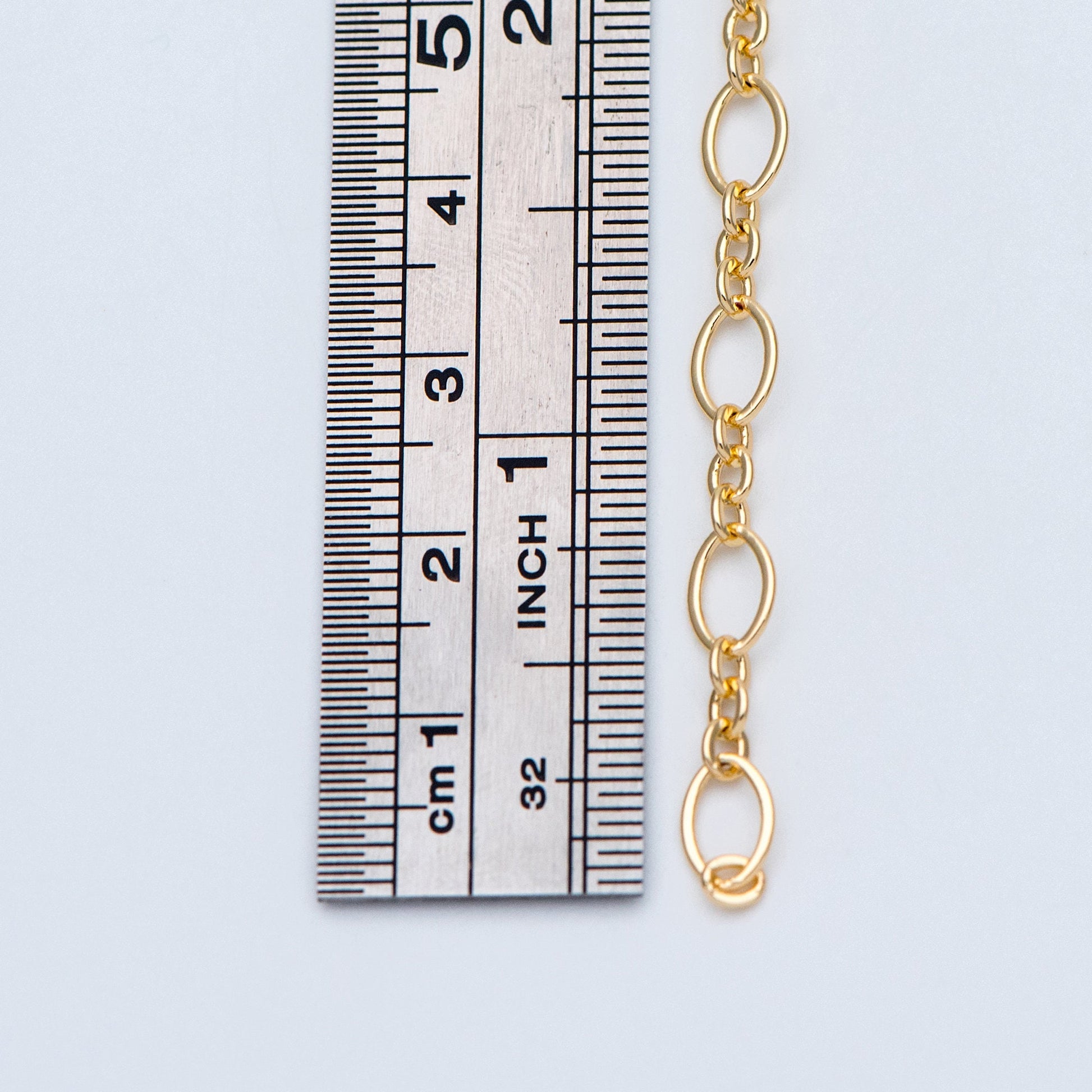 Gold plated Brass Oval Link Chains, DIY Necklace Chain Findings Wholesale (#LK-286)/ 1 Meter=3.3 ft