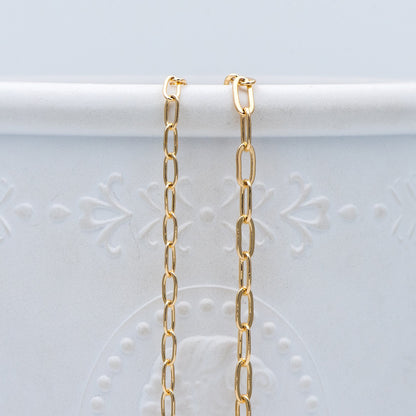 Gold/ Rhodium plated Brass Oval Cable Chains, 2.4/ 2.8/ 3mm Wide, DIY Chain Findings Wholesale (#LK-287)/ 1 Meter=3.3 ft