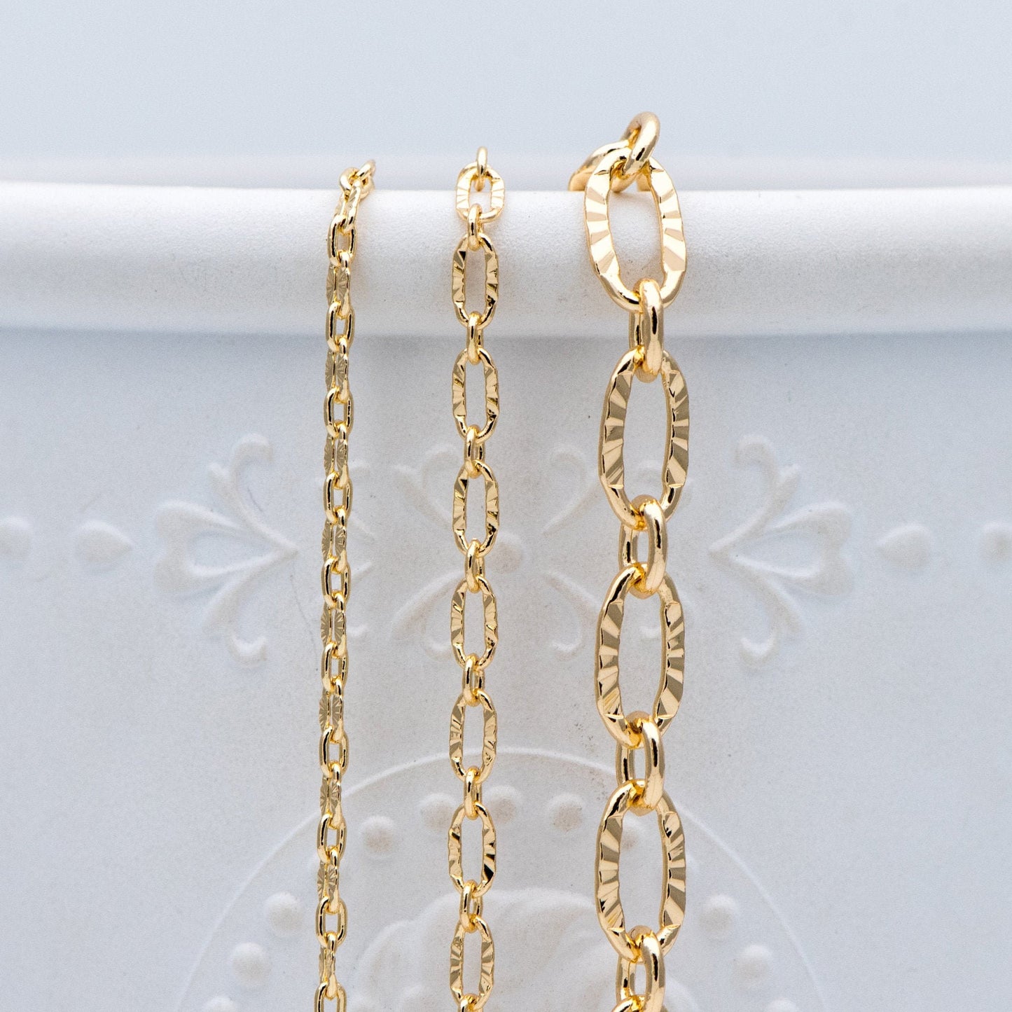 Gold plated Brass Cable Chains, 2/ 2.5 / 3.4 /4.8mm, DIY Necklace Components Wholesale, (#LK-289)/ 1 Meter=3.3 ft