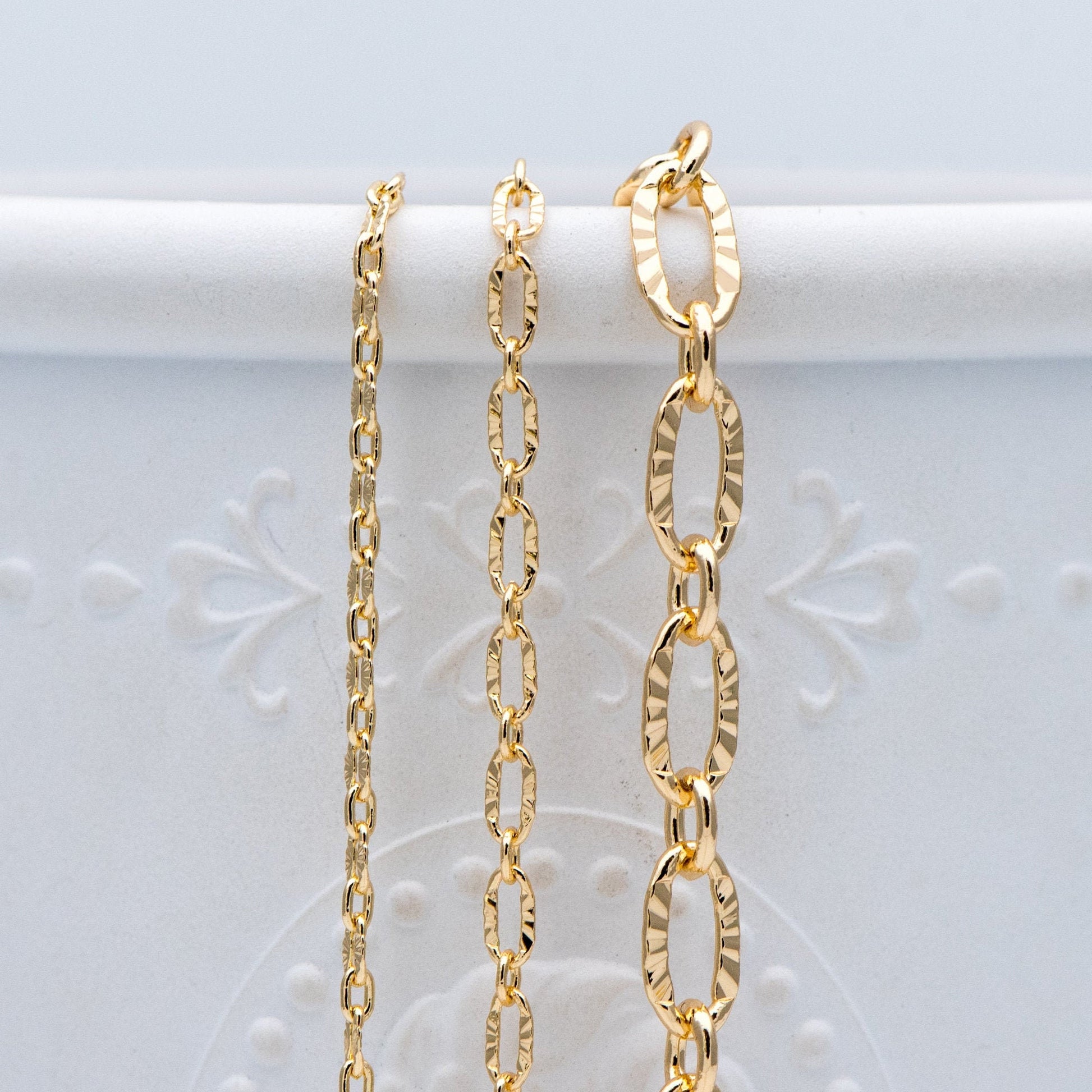 Gold plated Brass Cable Chains, 2/ 2.5 / 3.4 /4.8mm, DIY Necklace Components Wholesale, (#LK-289)/ 1 Meter=3.3 ft