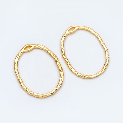 10pcs Gold Oval Link Pendants 27x20mm, 18K Gold plated Brass, Geometric Teardrop Hoop Charms (GB-2750-H)