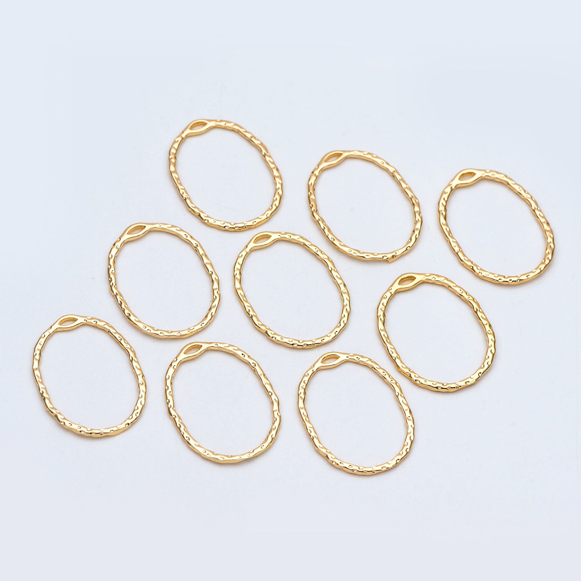 10pcs Gold Oval Link Pendants 27x20mm, 18K Gold plated Brass, Geometric Teardrop Hoop Charms (GB-2750-H)