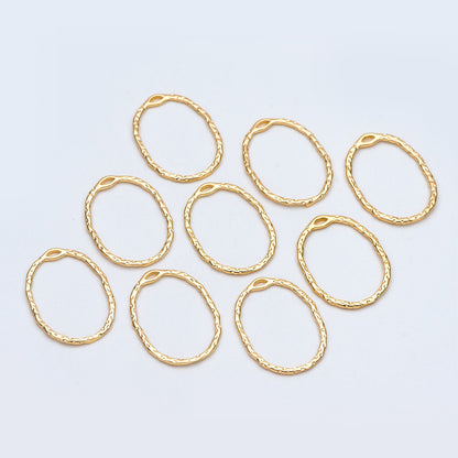 10pcs Gold Oval Link Pendants 27x20mm, 18K Gold plated Brass, Geometric Teardrop Hoop Charms (GB-2750-H)