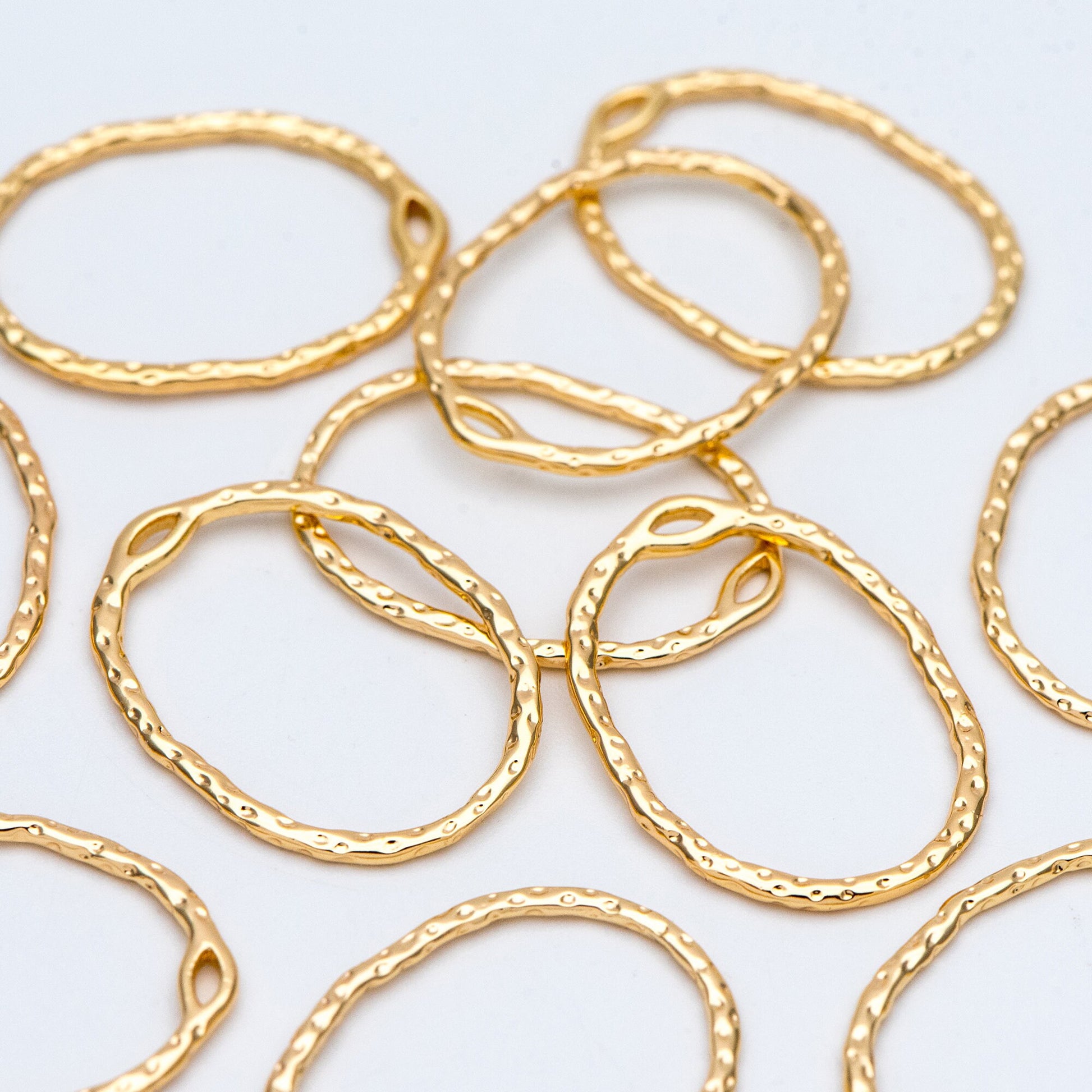 10pcs Gold Oval Link Pendants 27x20mm, 18K Gold plated Brass, Geometric Teardrop Hoop Charms (GB-2750-H)
