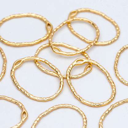 10pcs Gold Oval Link Pendants 27x20mm, 18K Gold plated Brass, Geometric Teardrop Hoop Charms (GB-2750-H)