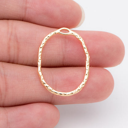 10pcs Gold Oval Link Pendants 27x20mm, 18K Gold plated Brass, Geometric Teardrop Hoop Charms (GB-2750-H)