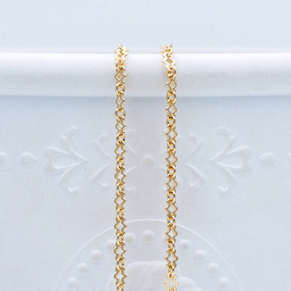 Gold plated Brass Link Chains 2.5mm, Craft DIY Components Wholesale (#LK-276)/ 1 Meter=3.3 ft