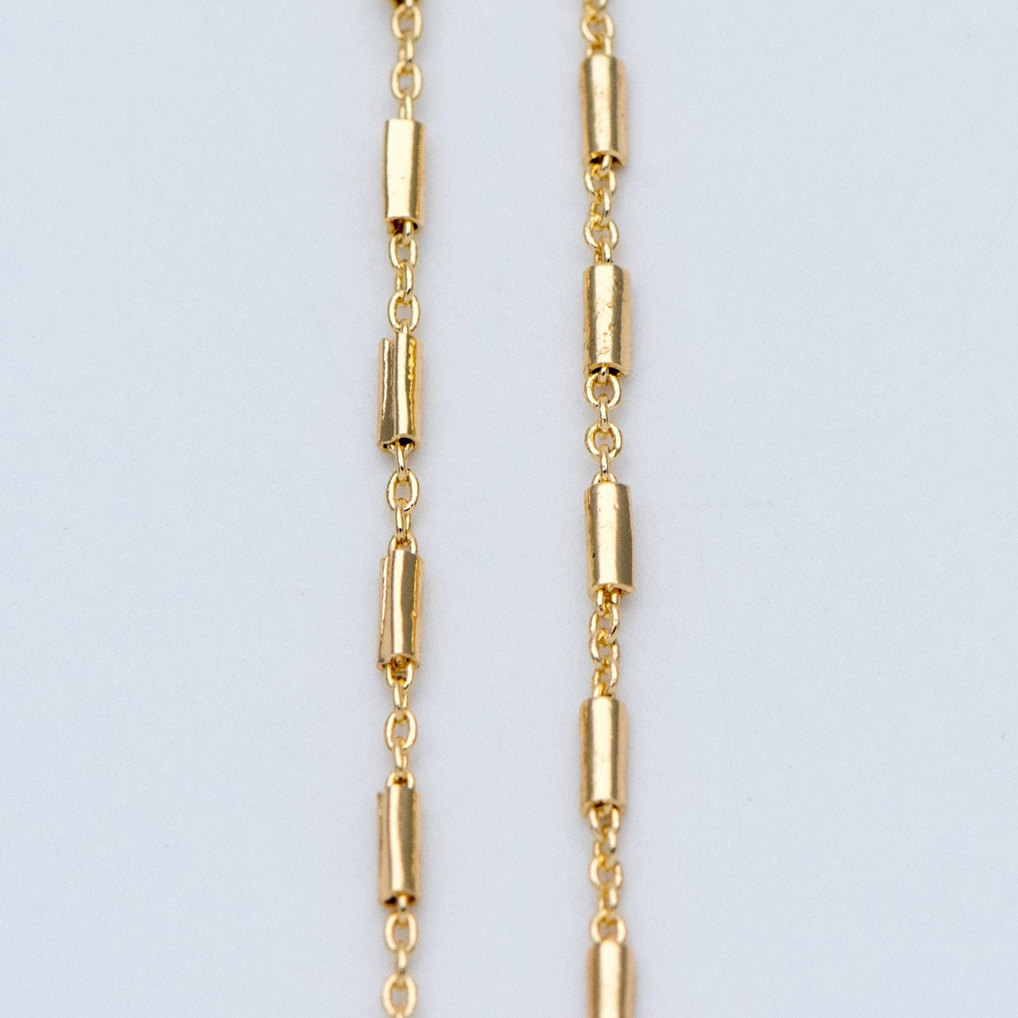 Gold plated Brass Tube Chains 2mm, DIY Bar Chain Wholesale, Stick Link Chain Findings (#LK-280)/ 1 Meter=3.3 ft