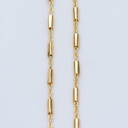 Gold plated Brass Tube Chains 2mm, DIY Bar Chain Wholesale, Stick Link Chain Findings (#LK-280)/ 1 Meter=3.3 ft