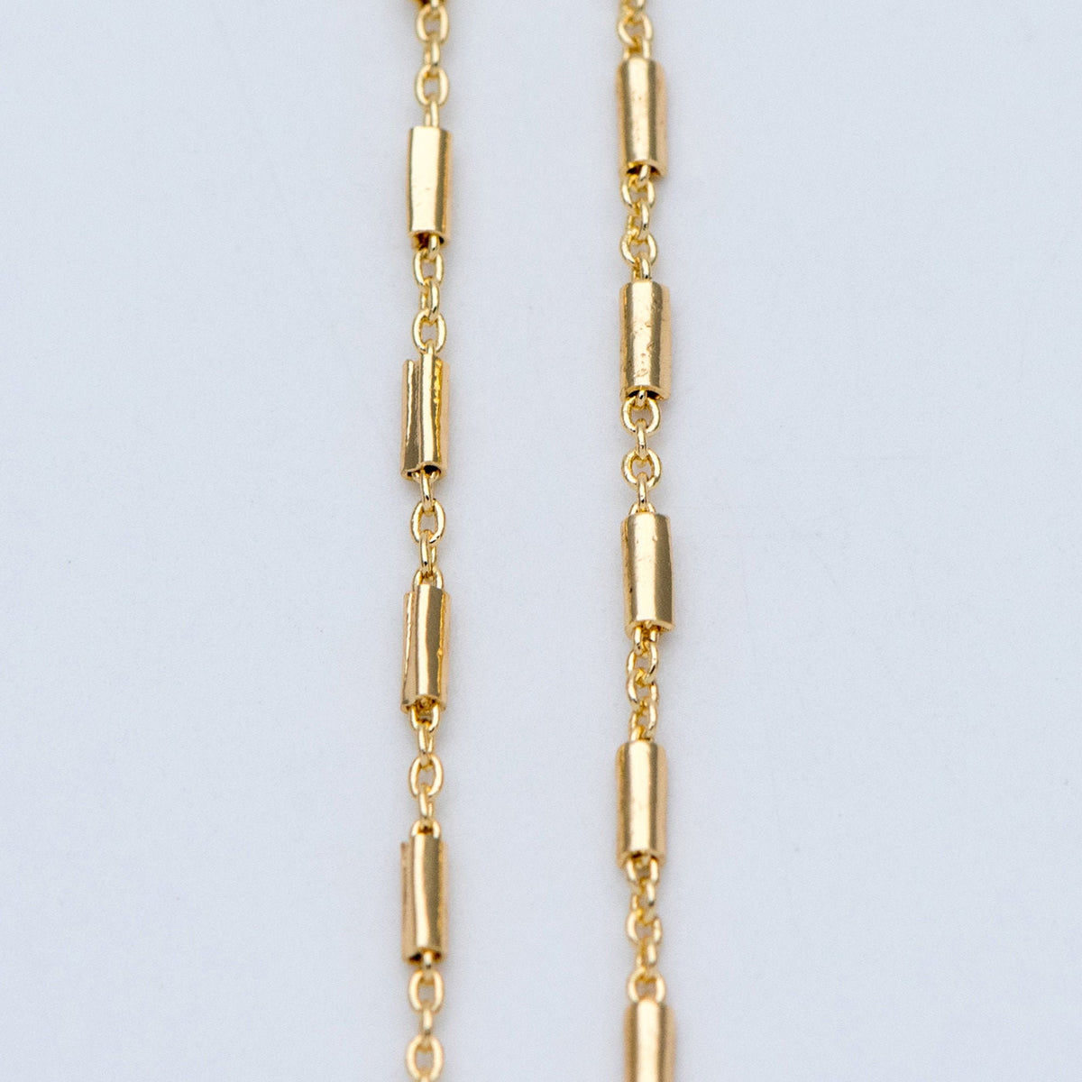 Gold plated Brass Tube Chains 2mm, DIY Bar Chain Wholesale, Stick Link Chain Findings (#LK-280)/ 1 Meter=3.3 ft