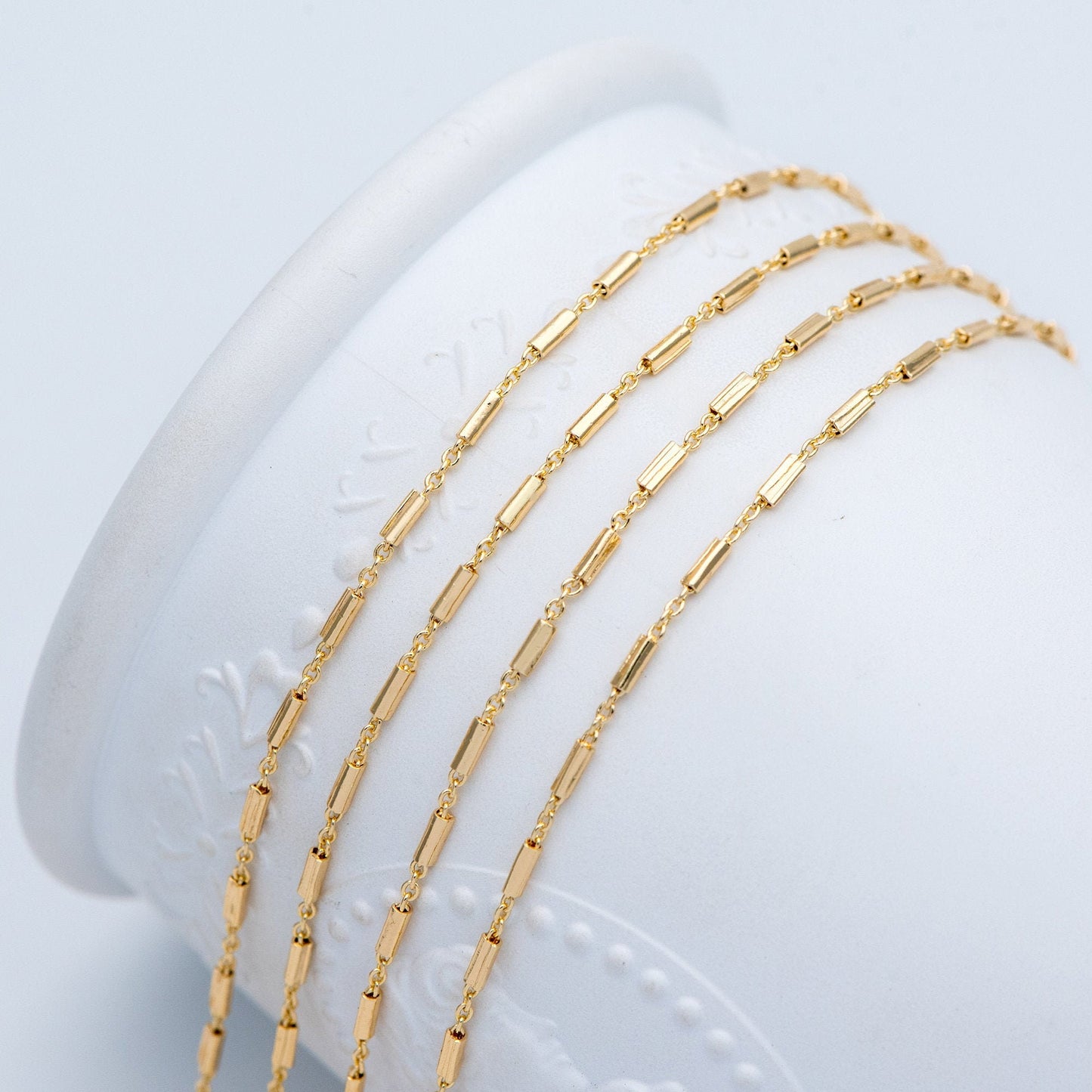 Gold plated Brass Tube Chains 2mm, DIY Bar Chain Wholesale, Stick Link Chain Findings (#LK-280)/ 1 Meter=3.3 ft