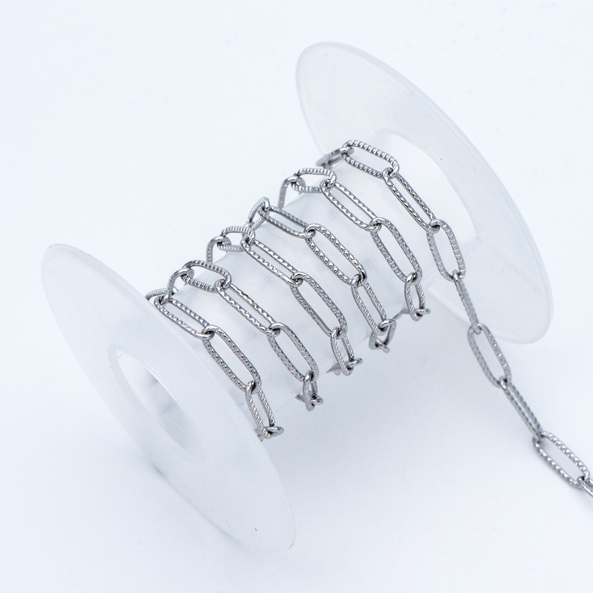 Stainless Steel Oval Link Chain: Silver Tone DIY Jewelry Findings (4x12mm) (LK-295)/ 1 Meter