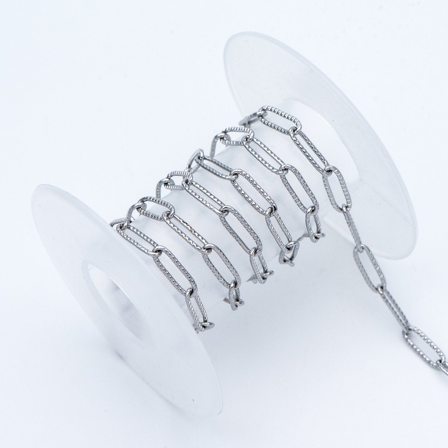 Stainless Steel Oval Link Chain: Silver Tone DIY Jewelry Findings (4x12mm) (LK-295)/ 1 Meter