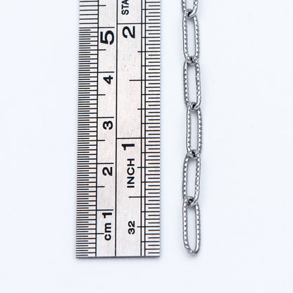 Stainless Steel Oval Link Chain: Silver Tone DIY Jewelry Findings (4x12mm) (LK-295)/ 1 Meter