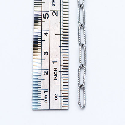 Stainless Steel Oval Link Chain: Silver Tone DIY Jewelry Findings (4x12mm) (LK-295)/ 1 Meter
