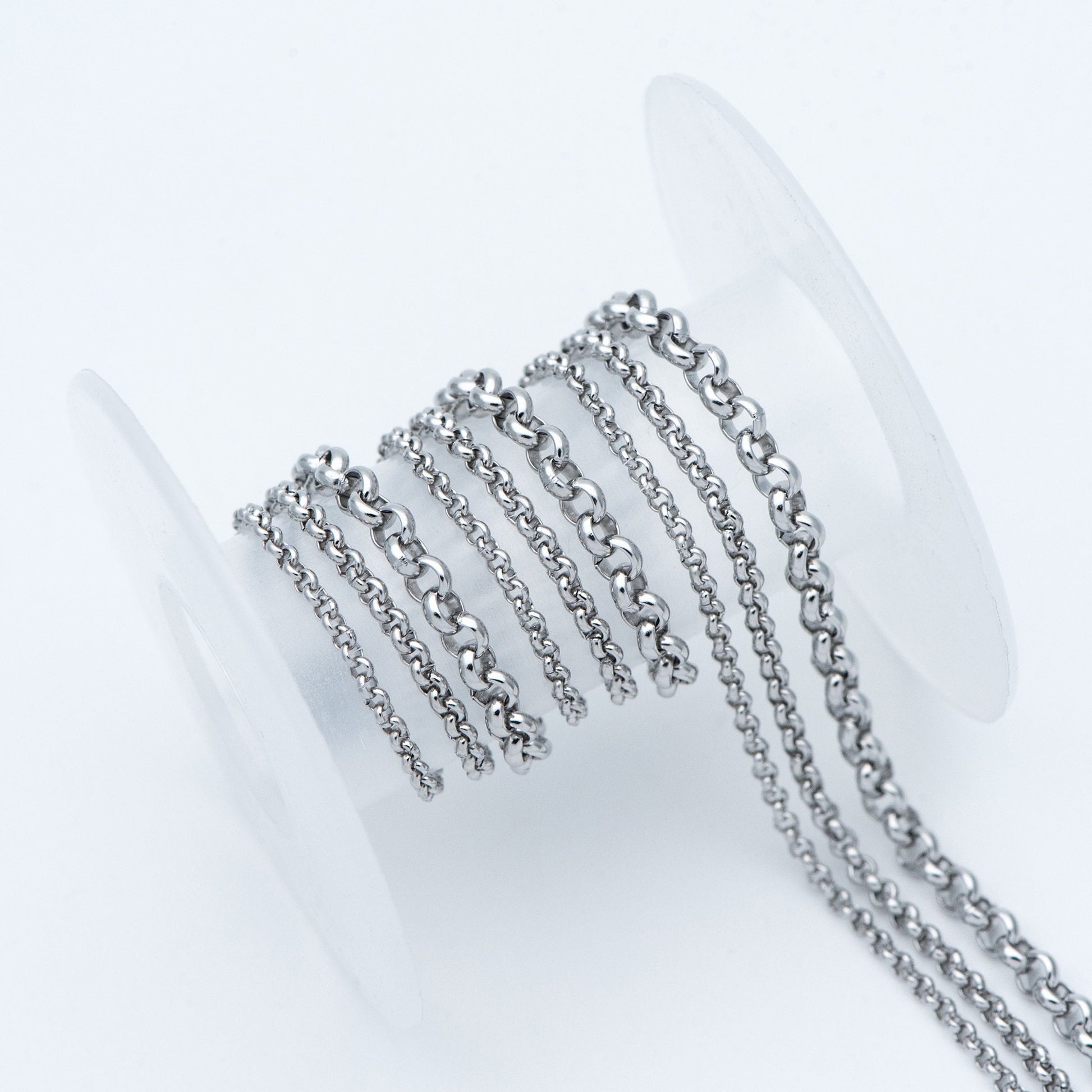 Stainless Steel Chains 2/ 2.5/ 4mm,Round Cable Link Chains, Silver tone DIY Chain Supplies Wholesale, Not Tarnish (#LK-296)/ 1 Meter=3.3 ft