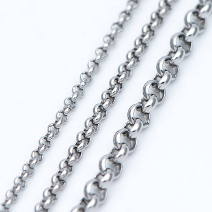 Stainless Steel Chains 2/ 2.5/ 4mm,Round Cable Link Chains, Silver tone DIY Chain Supplies Wholesale, Not Tarnish (#LK-296)/ 1 Meter=3.3 ft