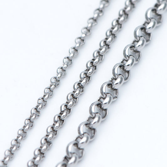 Stainless Steel Chains 2/ 2.5/ 4mm,Round Cable Link Chains, Silver tone DIY Chain Supplies Wholesale, Not Tarnish (#LK-296)/ 1 Meter=3.3 ft